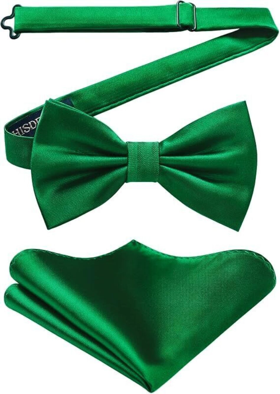 5775 Bow Ties Bright Green Color Pre Tied Bow Tie and Pocket Square Classic